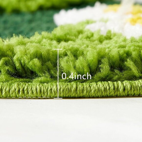 NEW Cute Green Floral Bath Mat Microfiber Moss Bathroom Rug 16''Wx24''L Non Slip - Picture 2 of 7